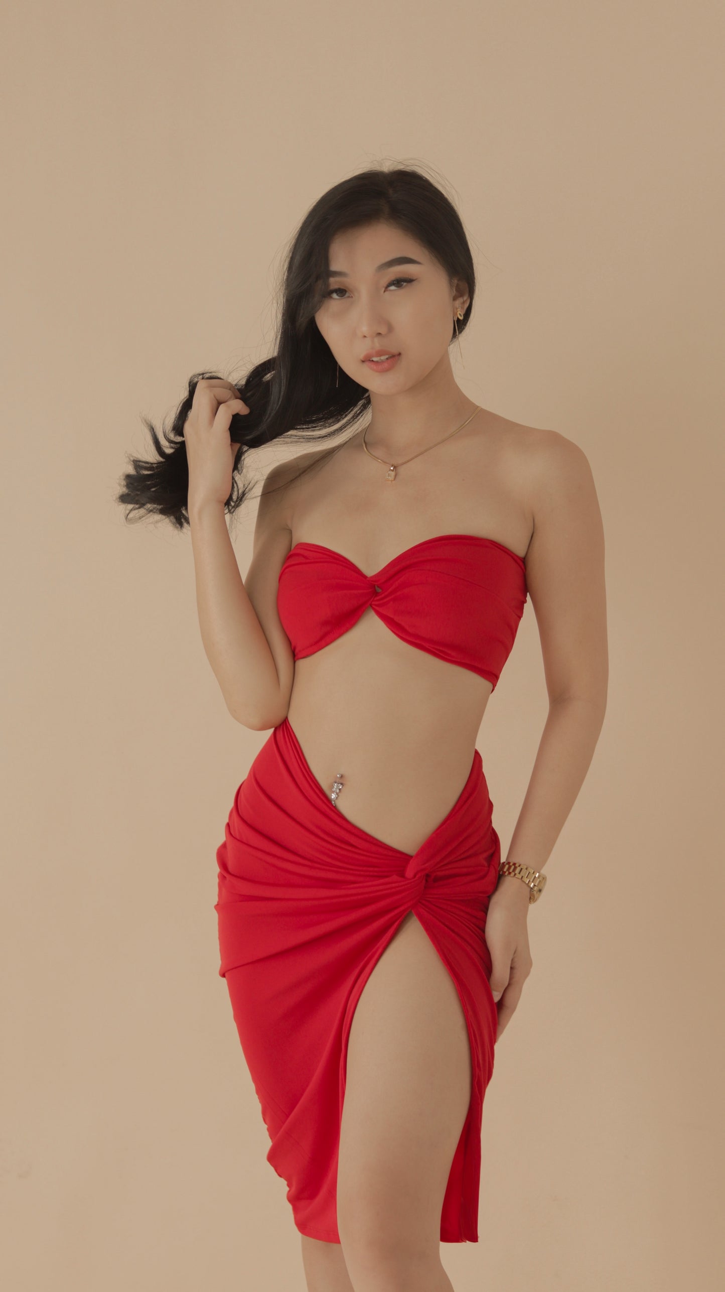 Seductress Twist Bodycon Midi Set