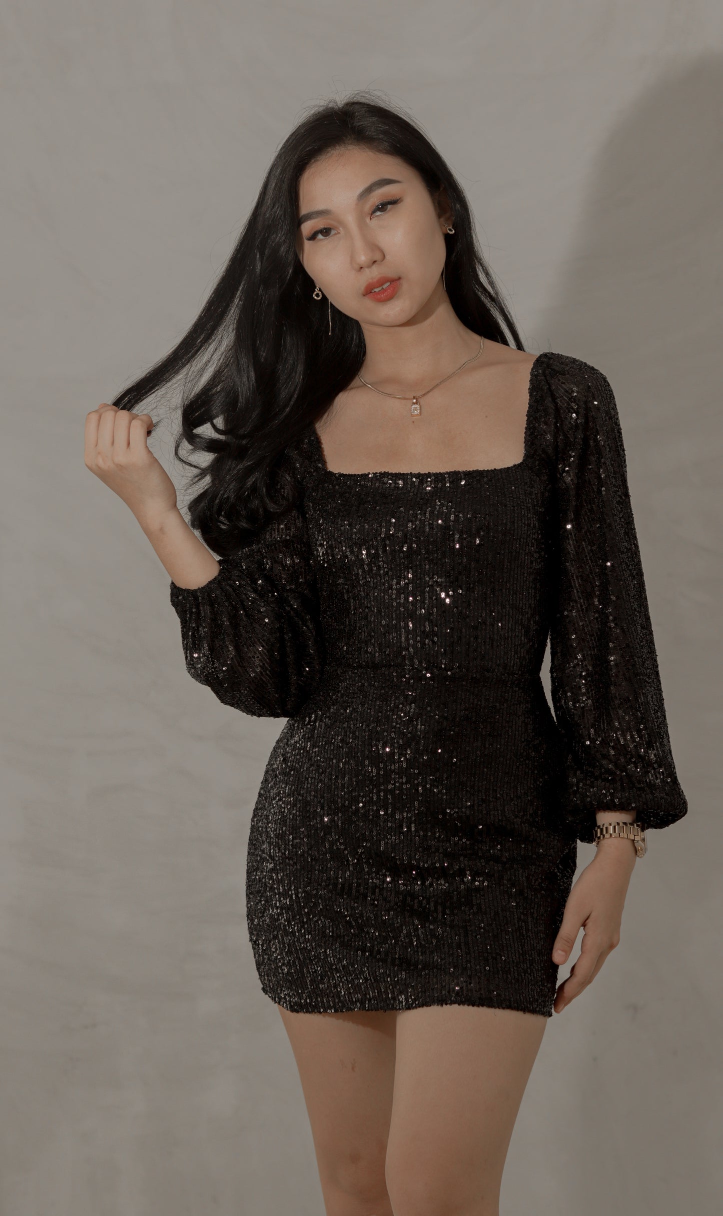 Zohar Long-sleeved Sequin Mini Dress