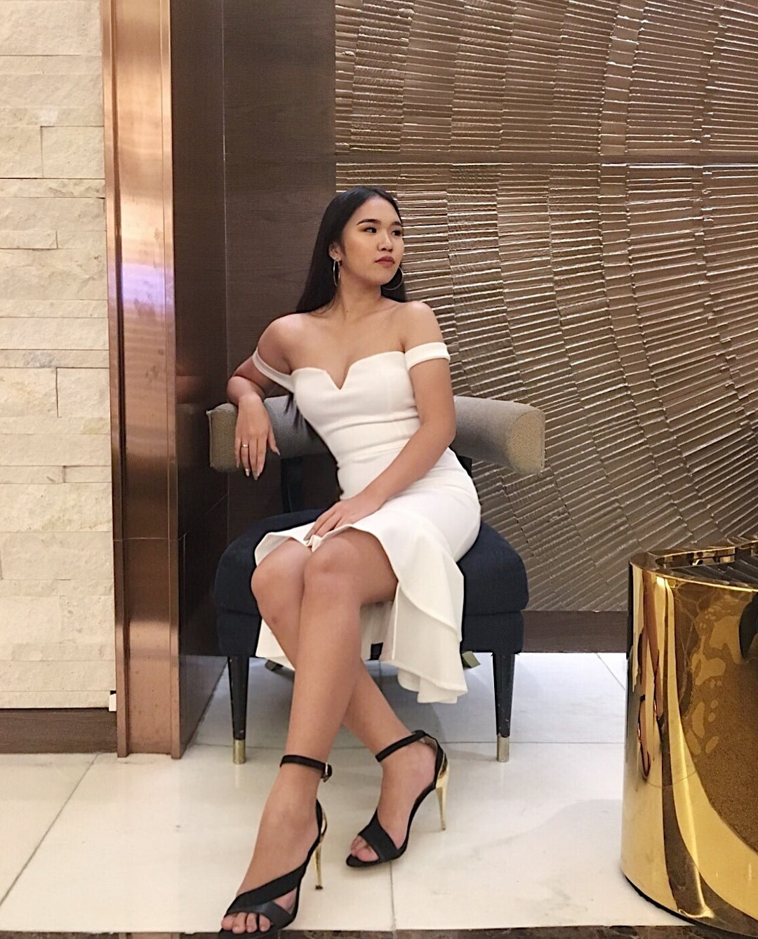 Off-the-Shoulder Frill Hem Dress