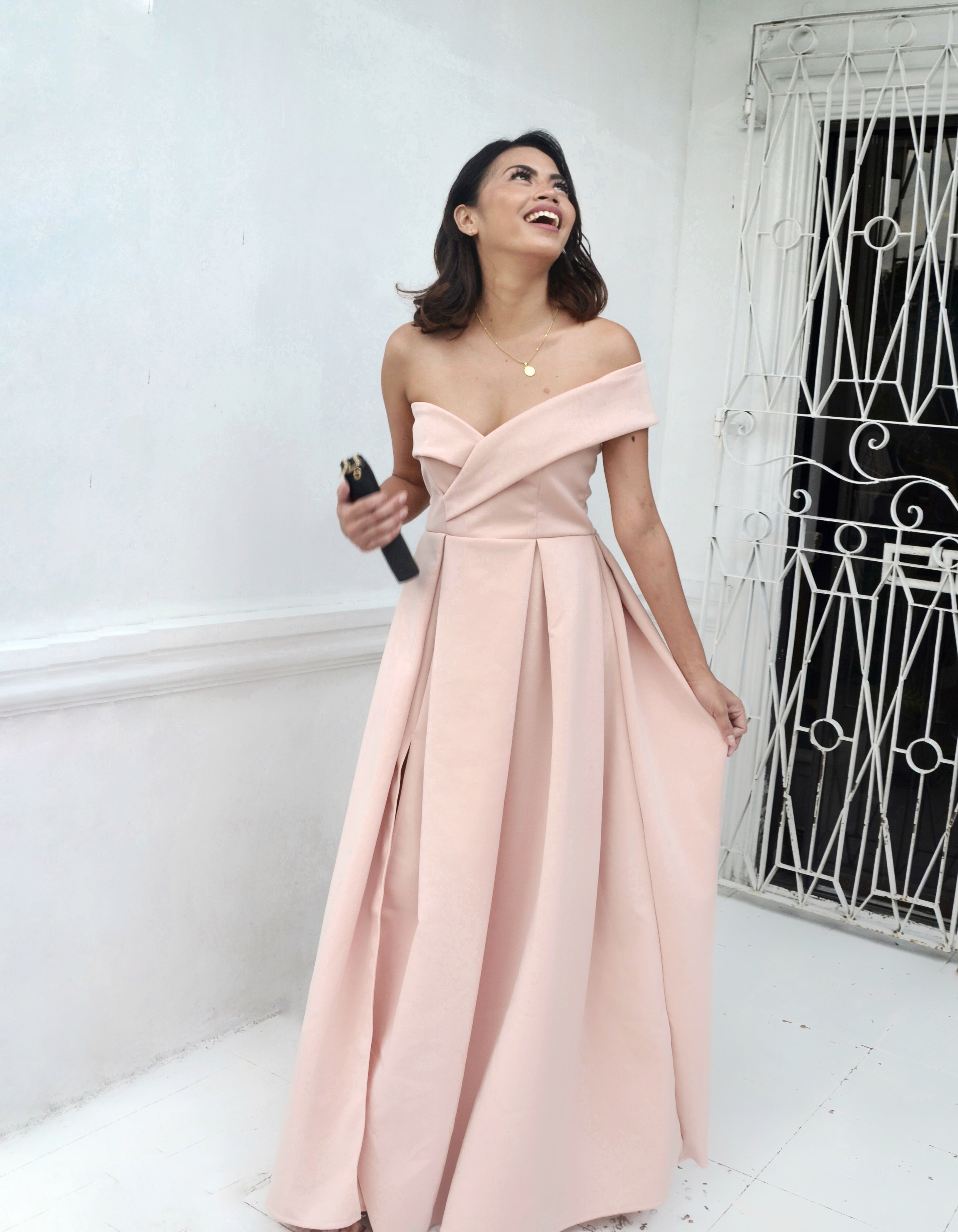 One Shoulder Bubble Sleeve Printed Wrap Maxi Dress