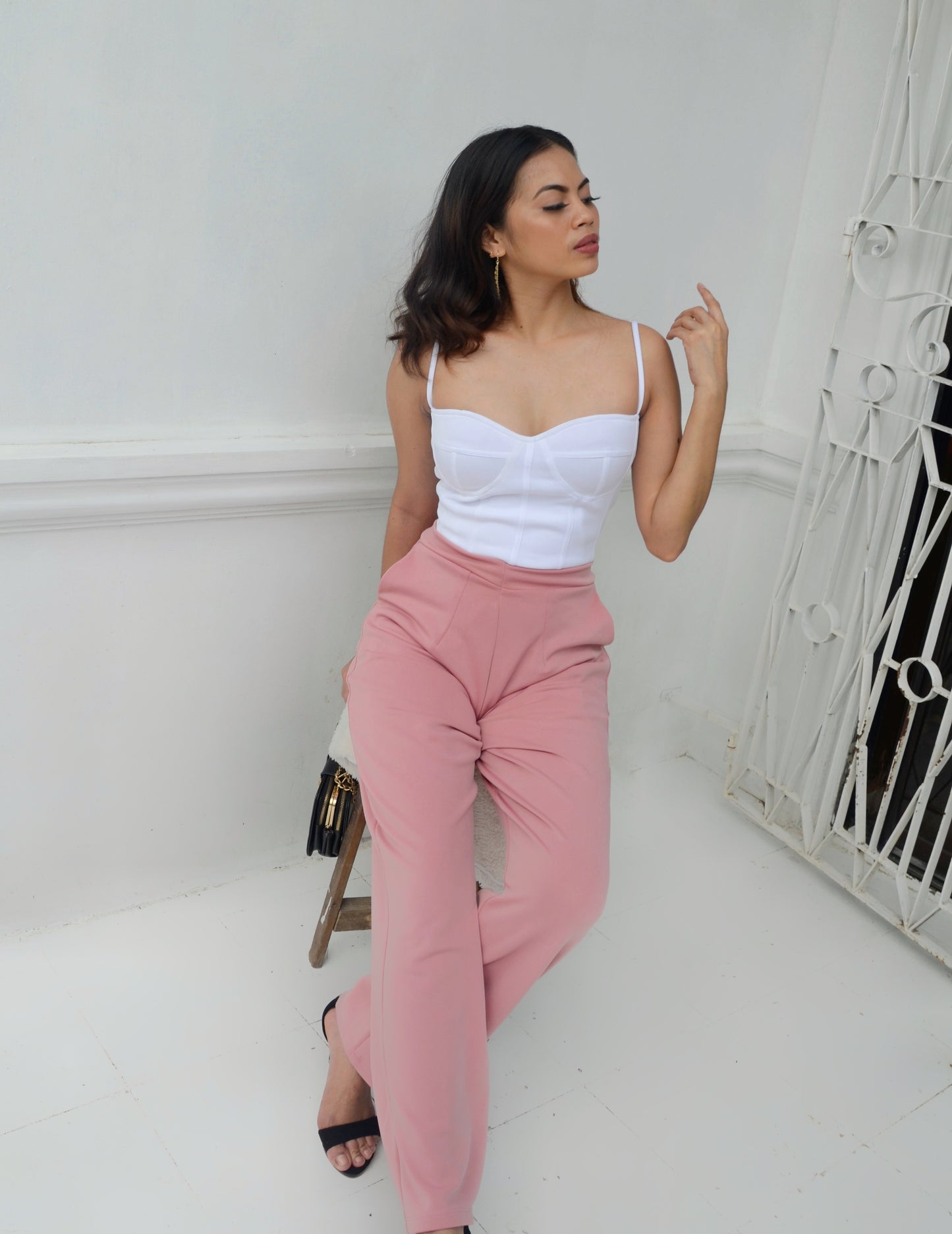 Basic Bustier Strappy Croptop in White