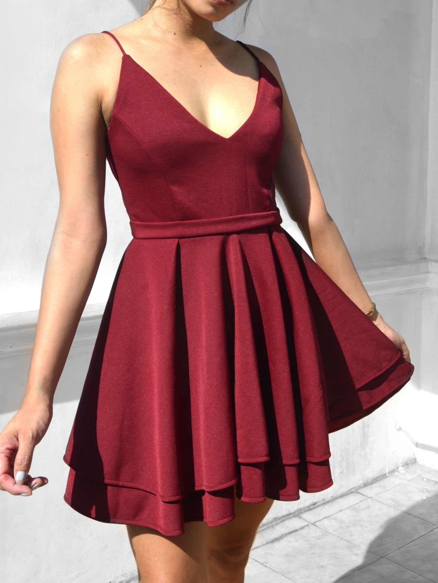 Mini Backless Dress in Maroon