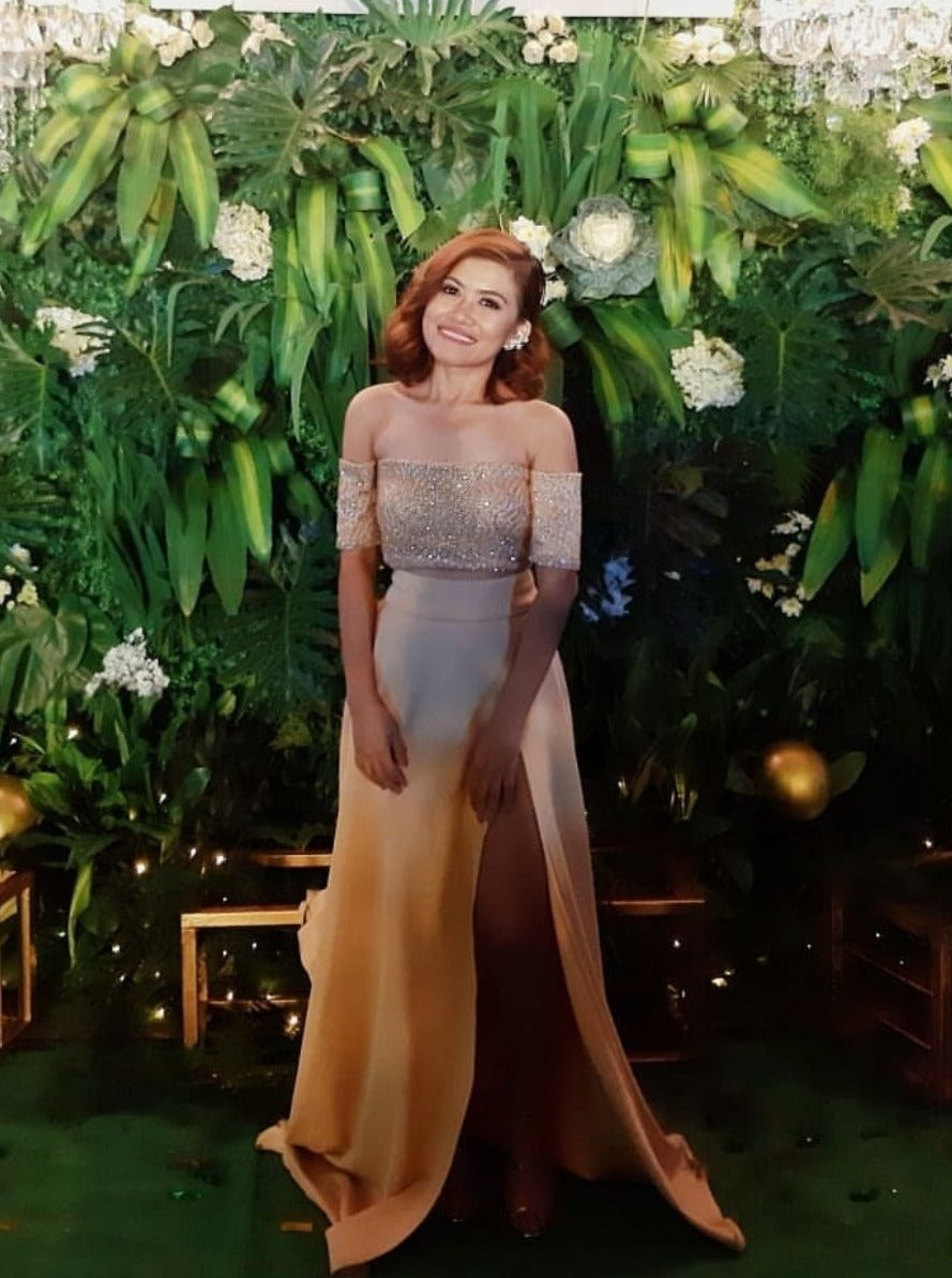 Off-the-Shoulder Sequined Maxi Set