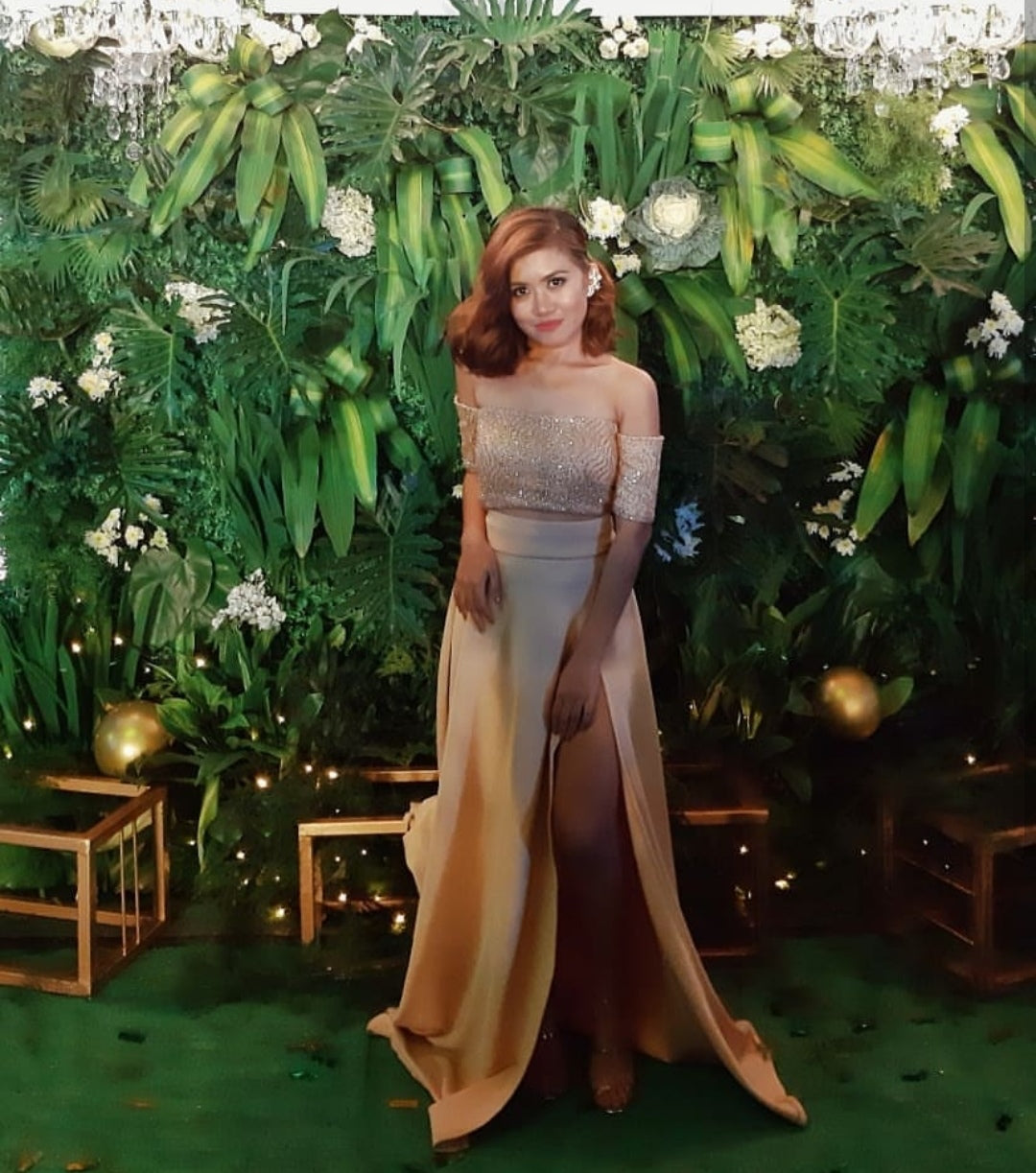 Off-the-Shoulder Sequined Maxi Set