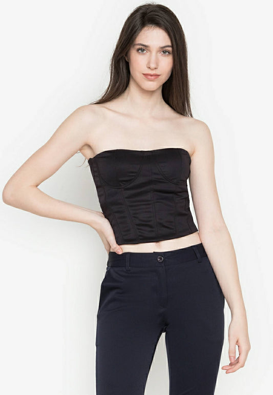 Basic Bustier Crop Top in Black
