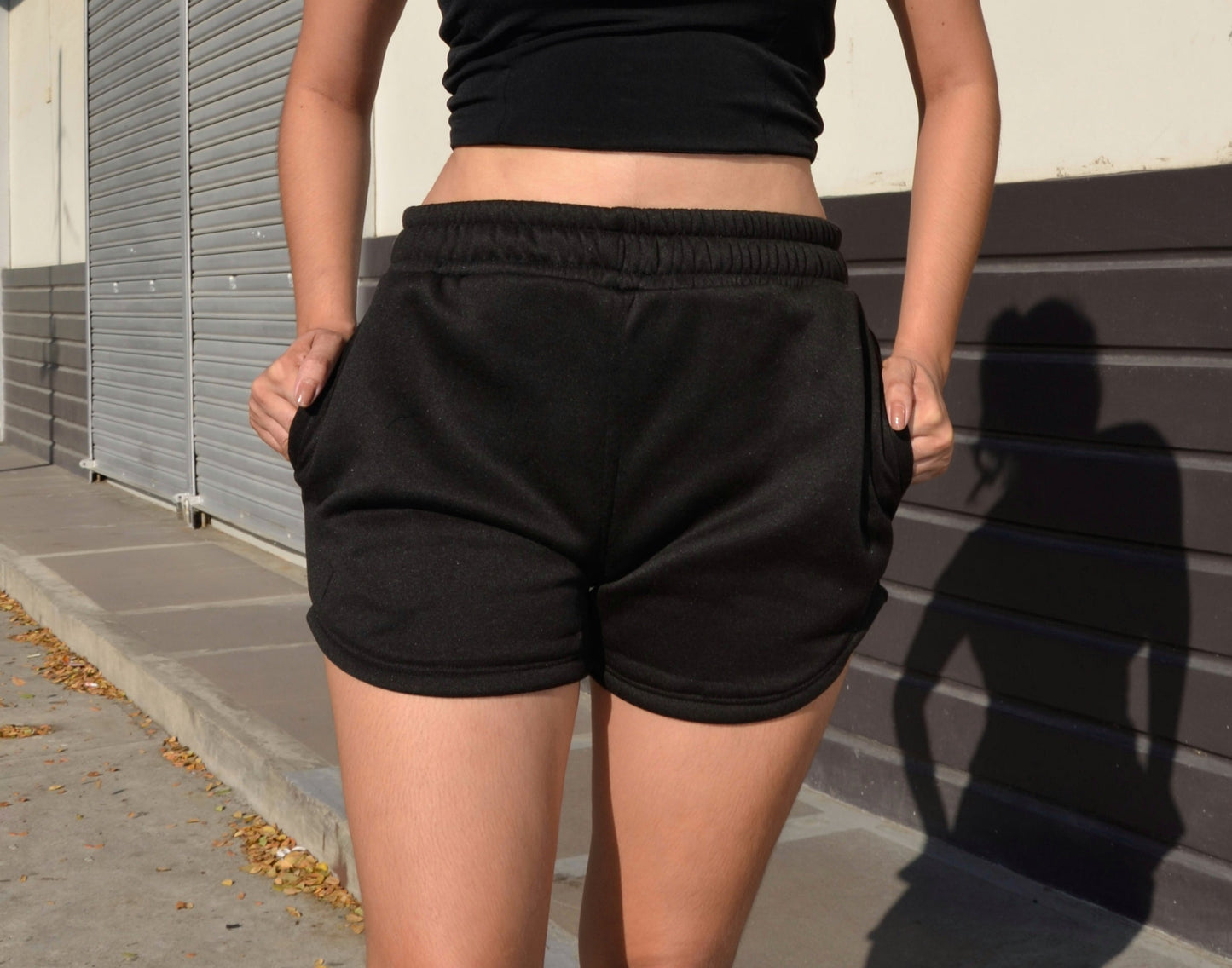 Curved Hem Jogger Shorts