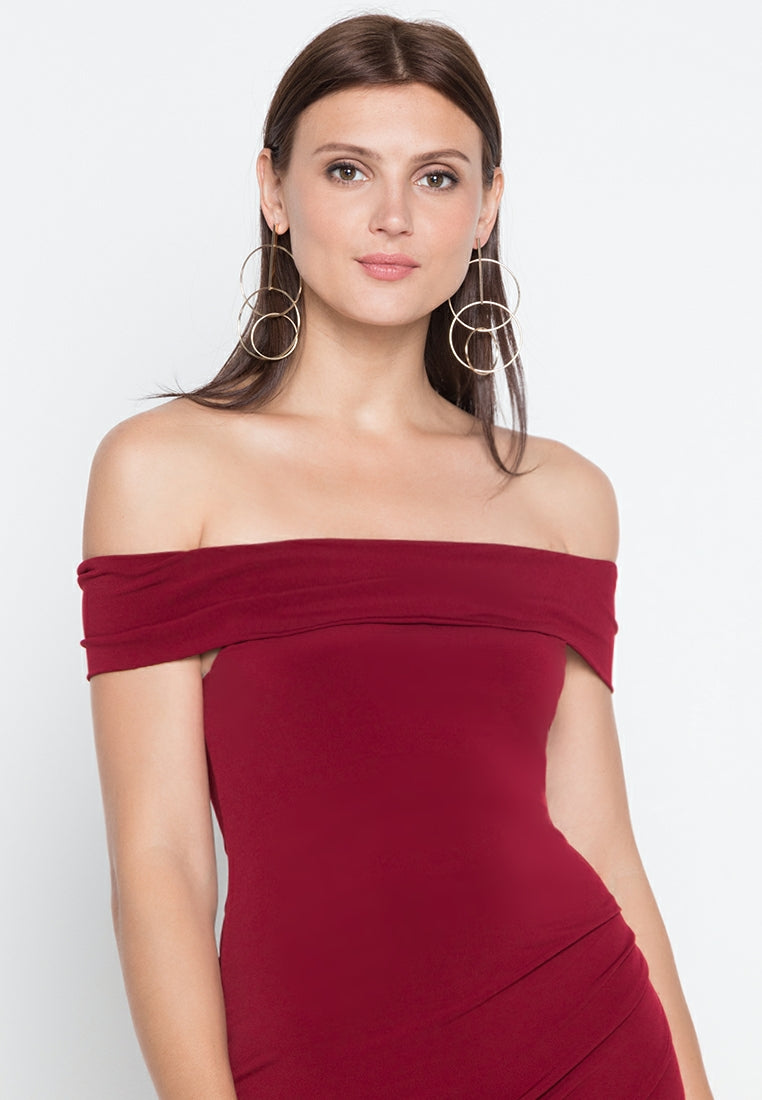 Wrap Bodycon Mini Dress in Maroon