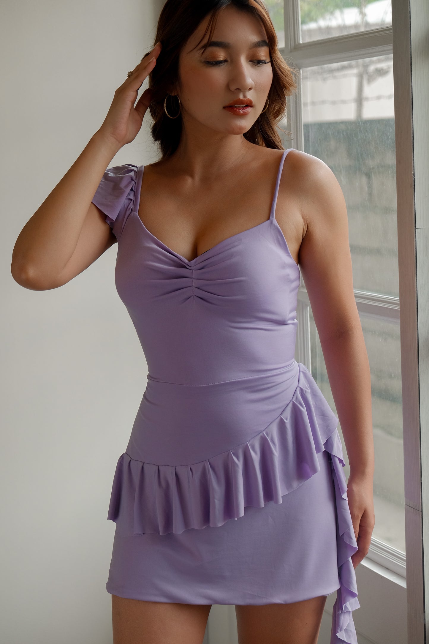 Ruffle Mini Dress in Lilac