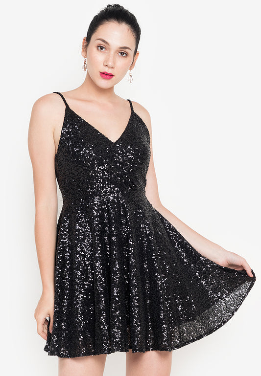 Wrap Sequined Mini Dress