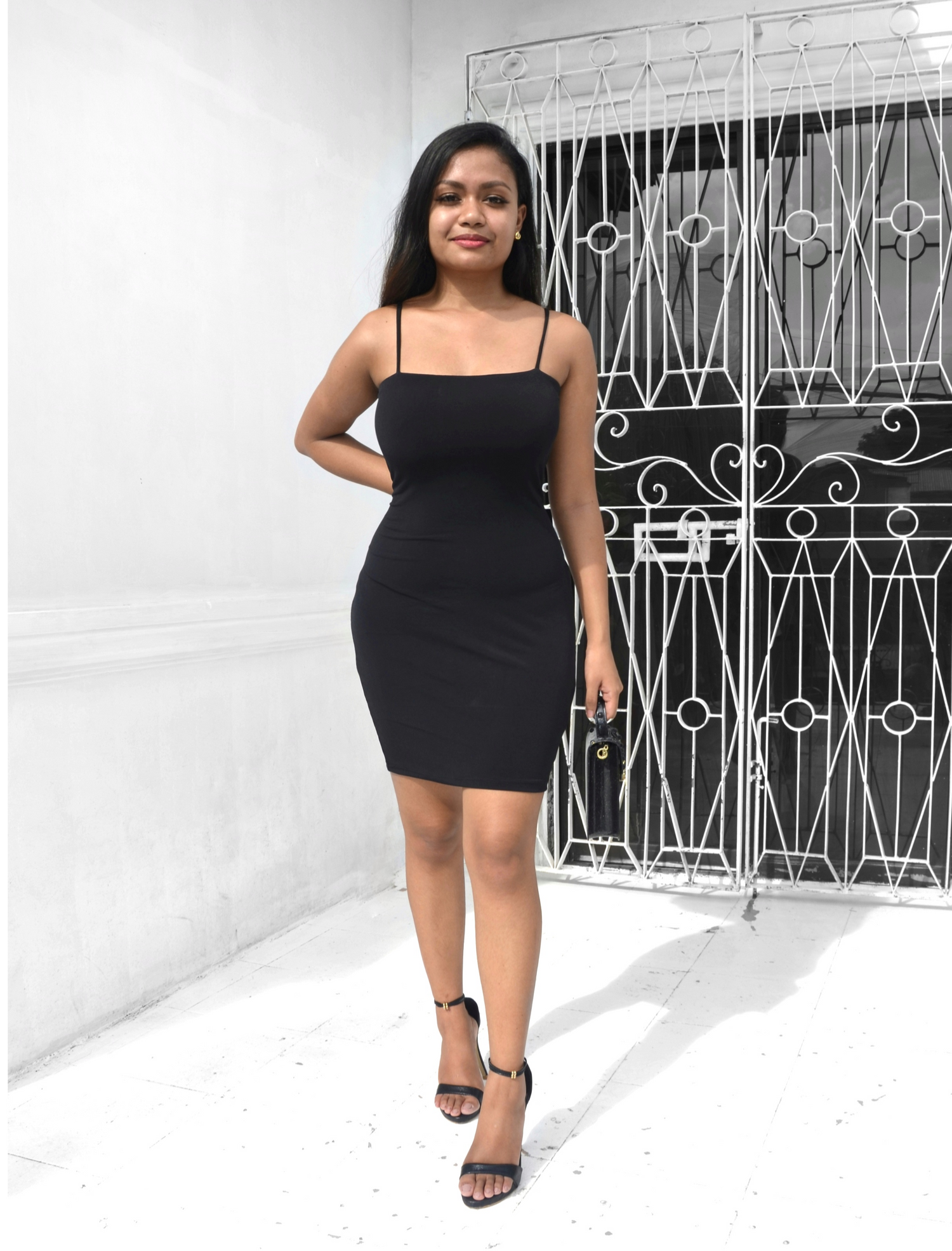 Strappy Bodycon Dress in Black
