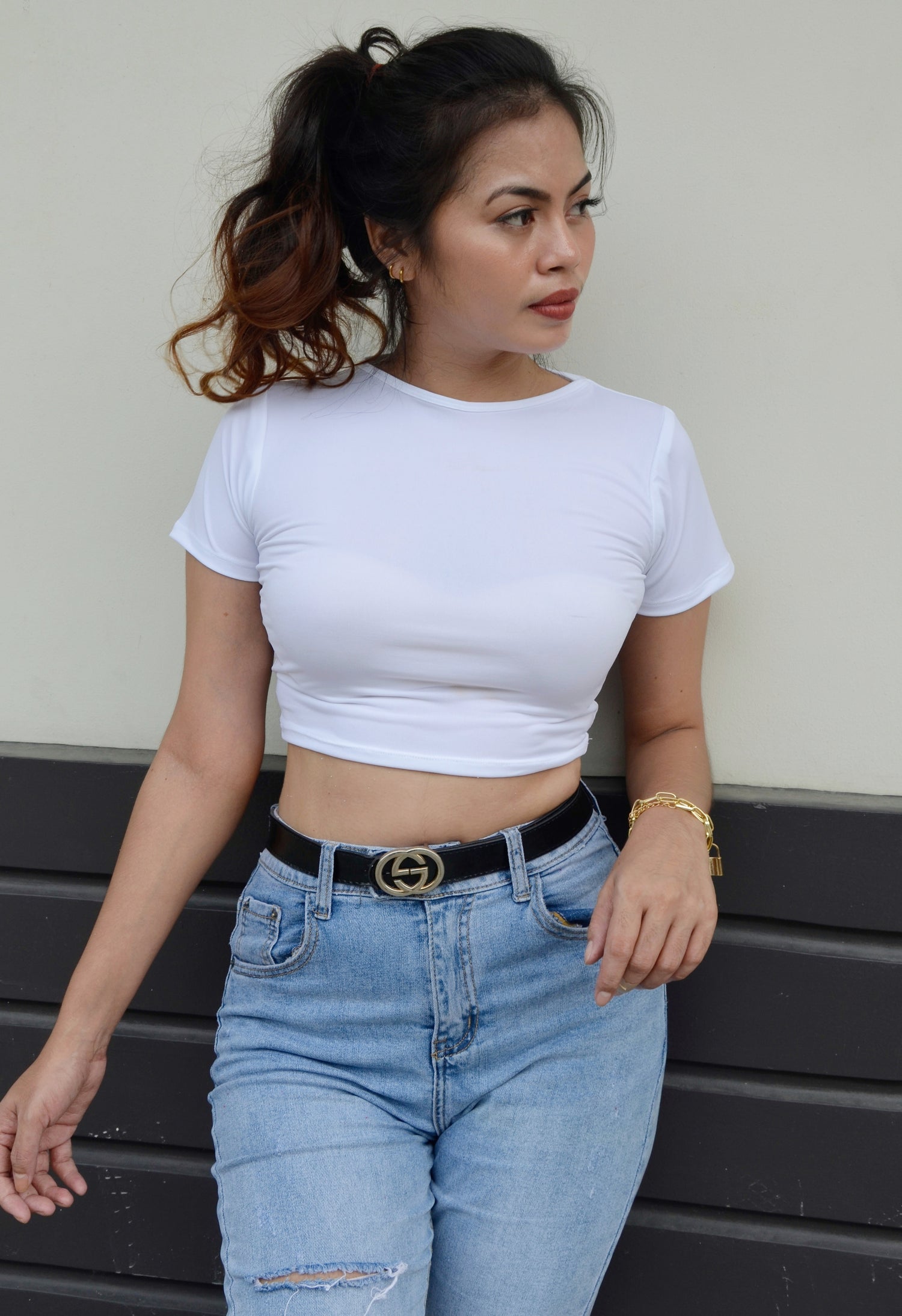 Basic Fitted Croptop Tee in White