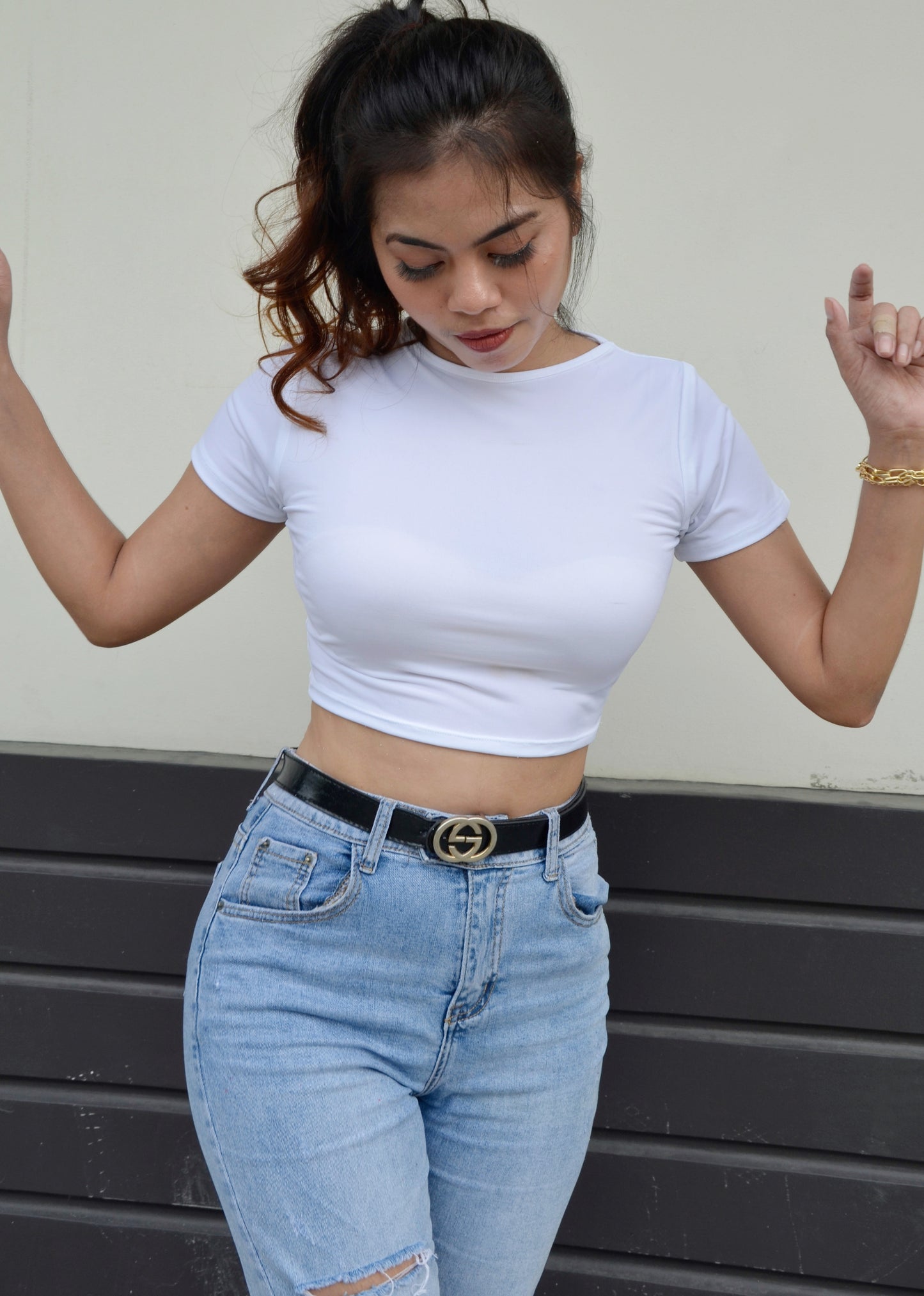 Basic Fitted Croptop Tee in White