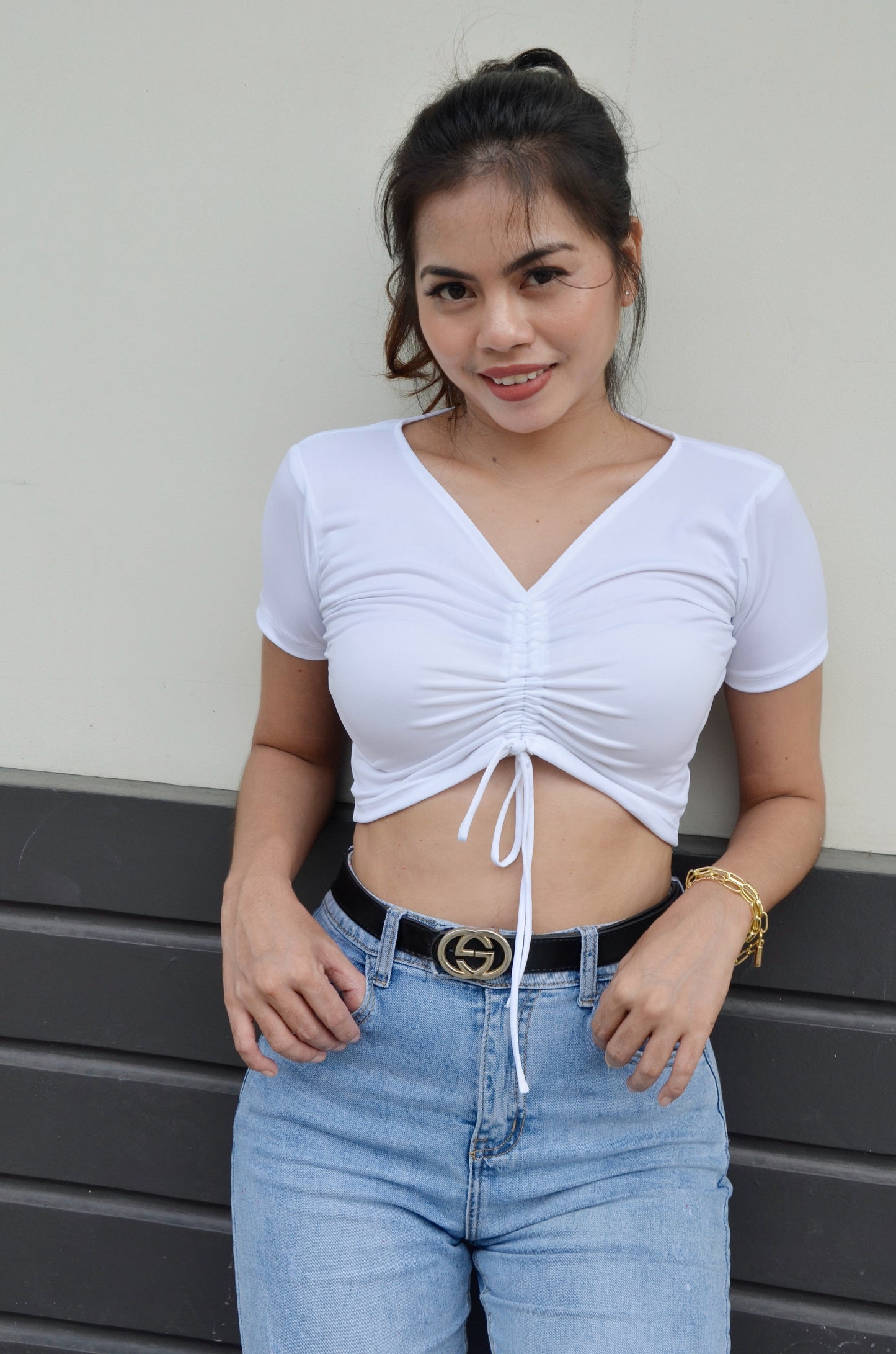 Ruched Croptop in White