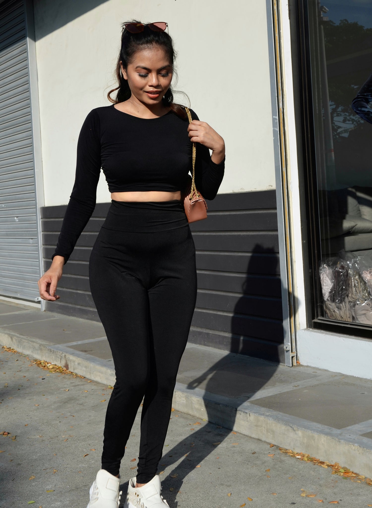 Basic Full Length Stretch Leggings in Black
