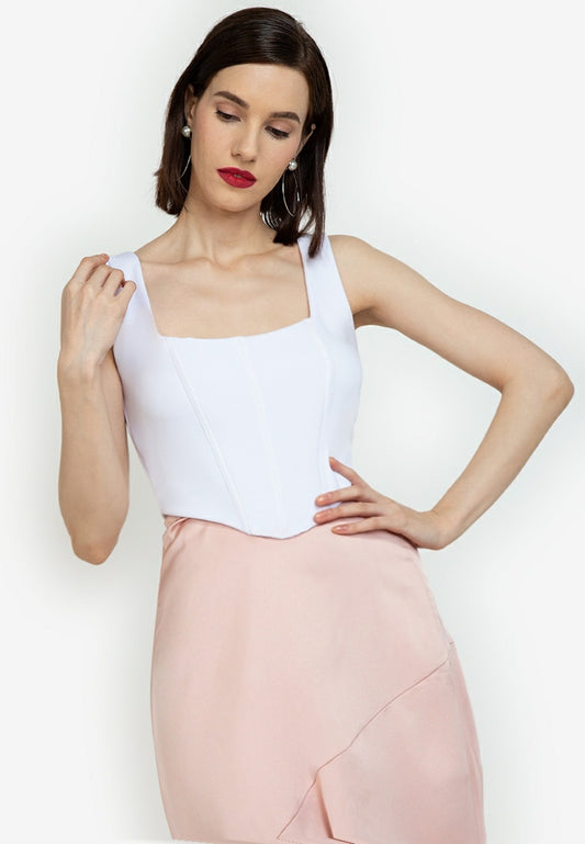 Square Neckline Corset in White