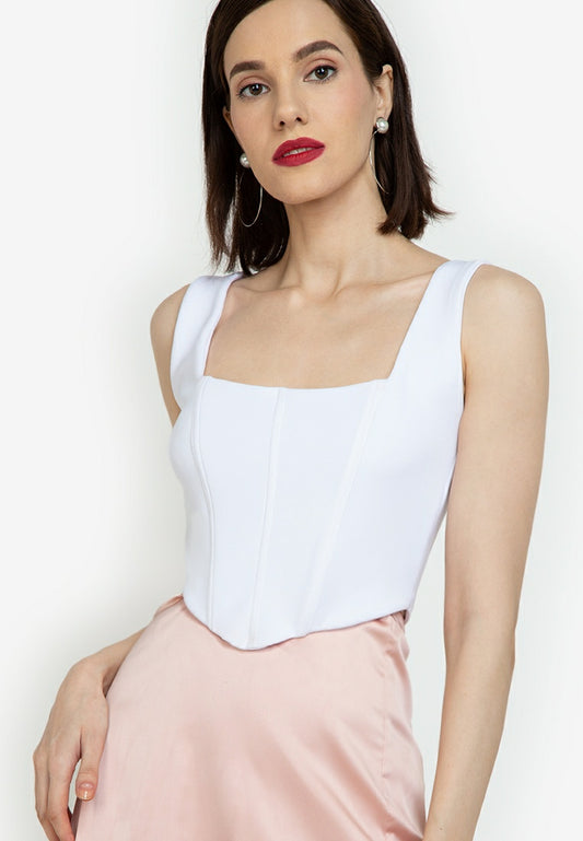 Square Neckline Corset in White