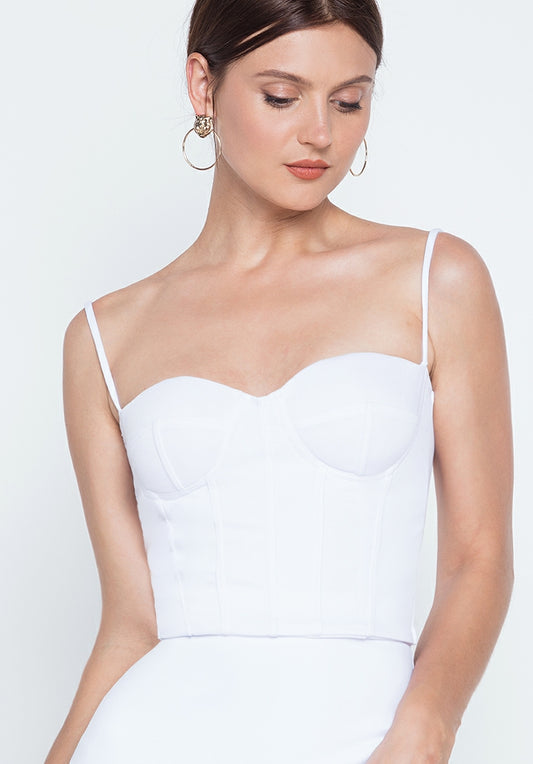 Basic Bustier Strappy Croptop in White