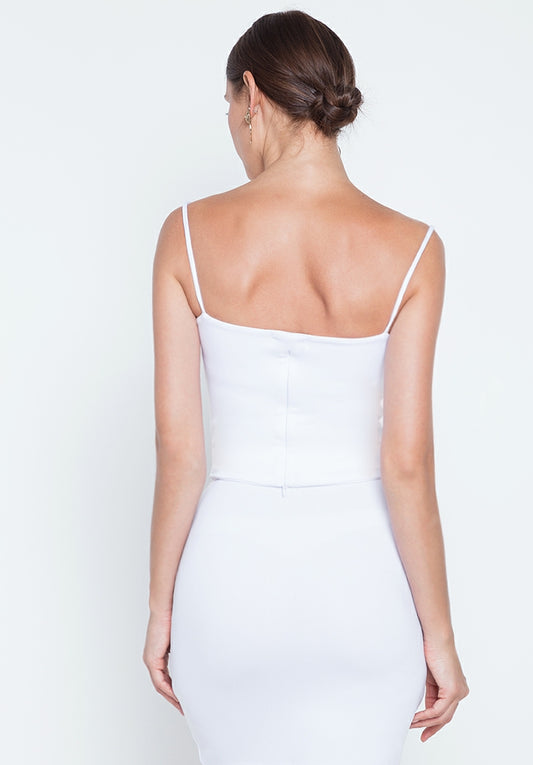 Basic Bustier Strappy Croptop in White
