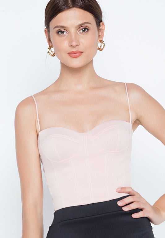 Basic Bustier Strappy Croptop in Nude