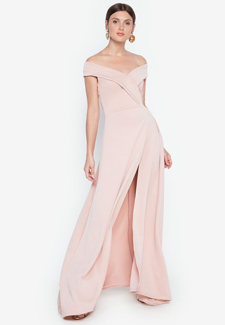 Off-the-Shoulder Maxi Dress in Dusty Pink