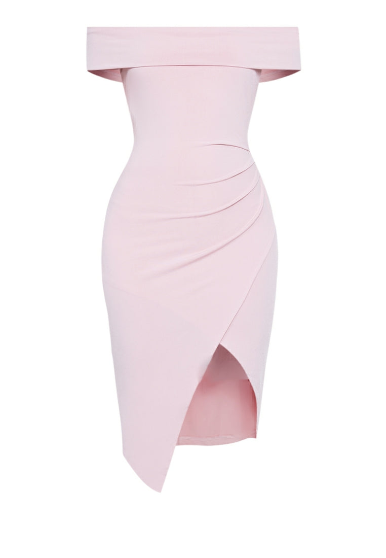 Wrap Bodycon Mini Dress in Dusty Pink