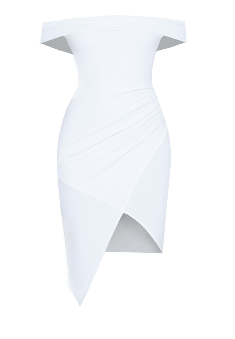 Wrap Bodycon Mini Dress in White