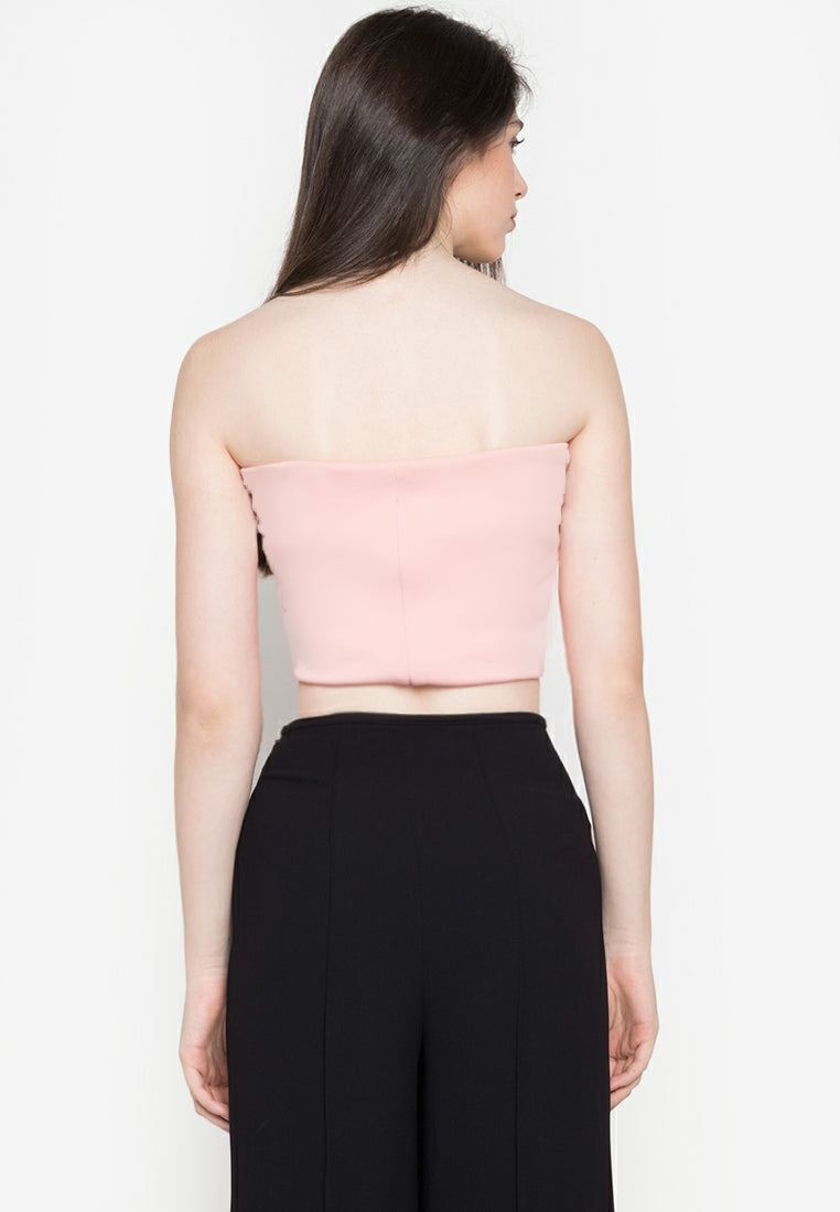 Basic Bustier Crop Top in Dusty Pink