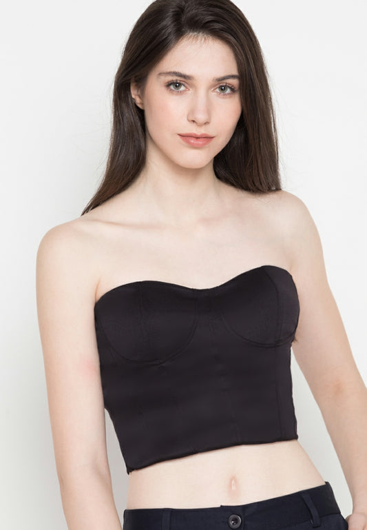 Basic Bustier Crop Top in Black