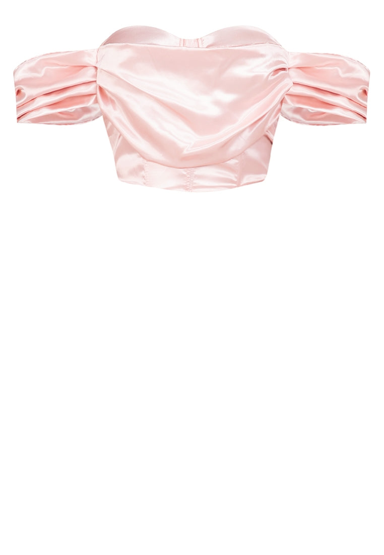 Off-the-Shoulder Bustier Top in Pink