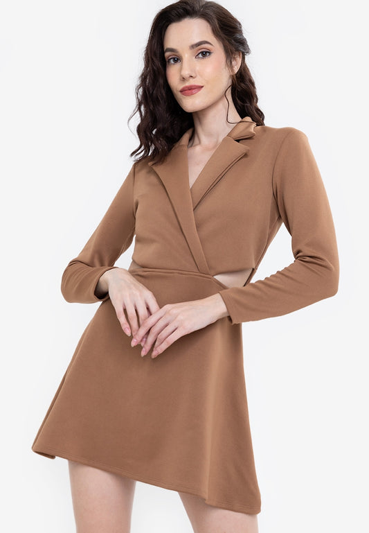 Cut Out Blazer Dress in Mocha
