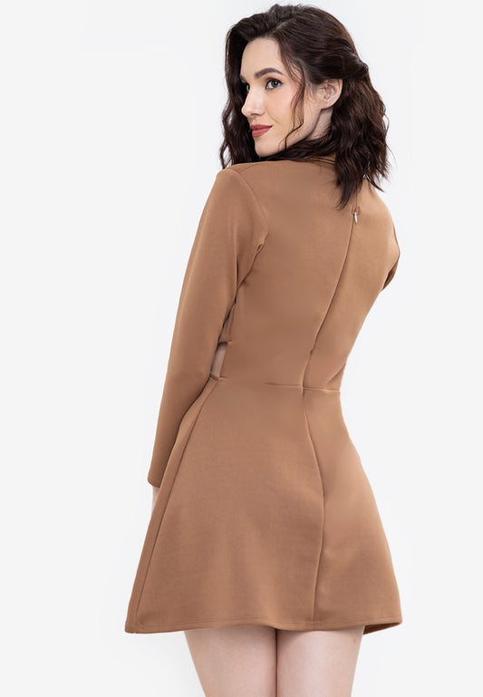 Cut Out Blazer Dress in Mocha