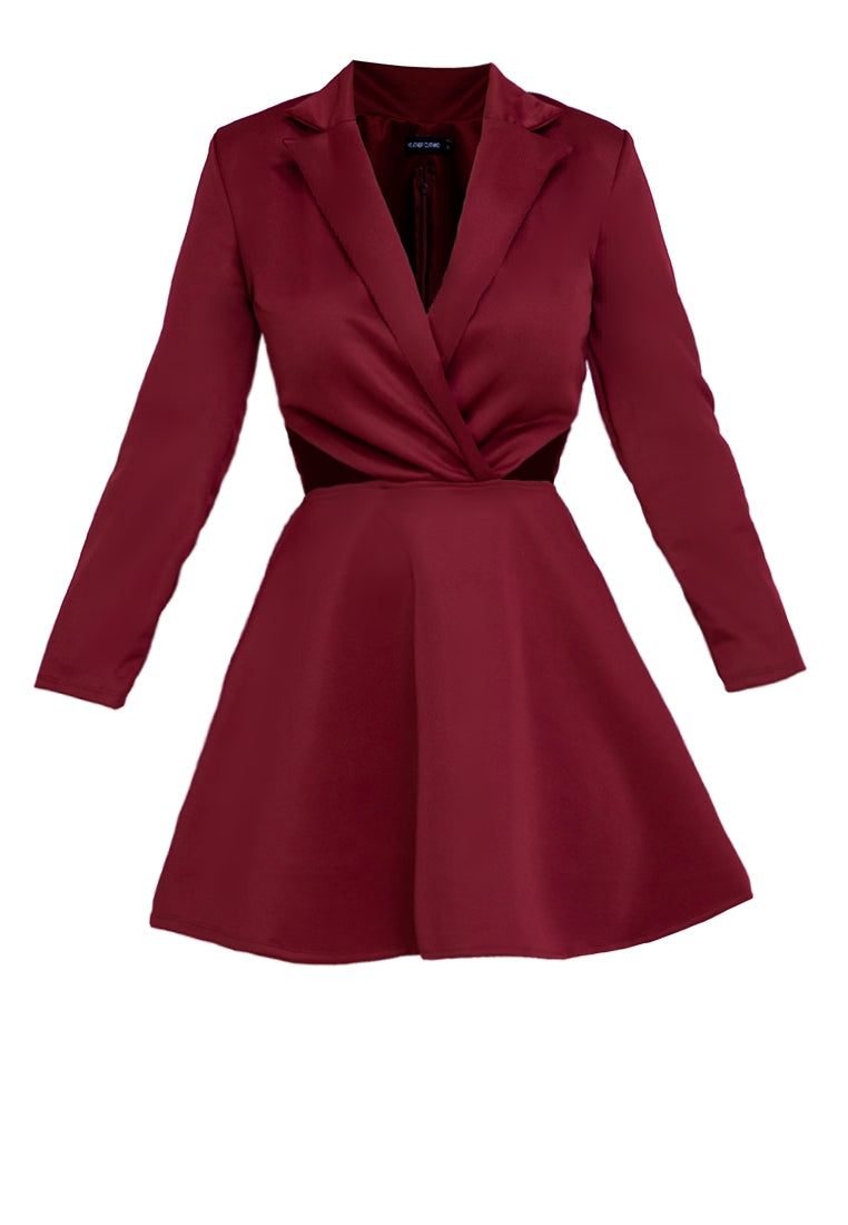 Cut Out Blazer Dress in Maroon