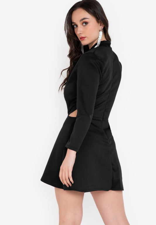 Cut Out Blazer Dress in Black