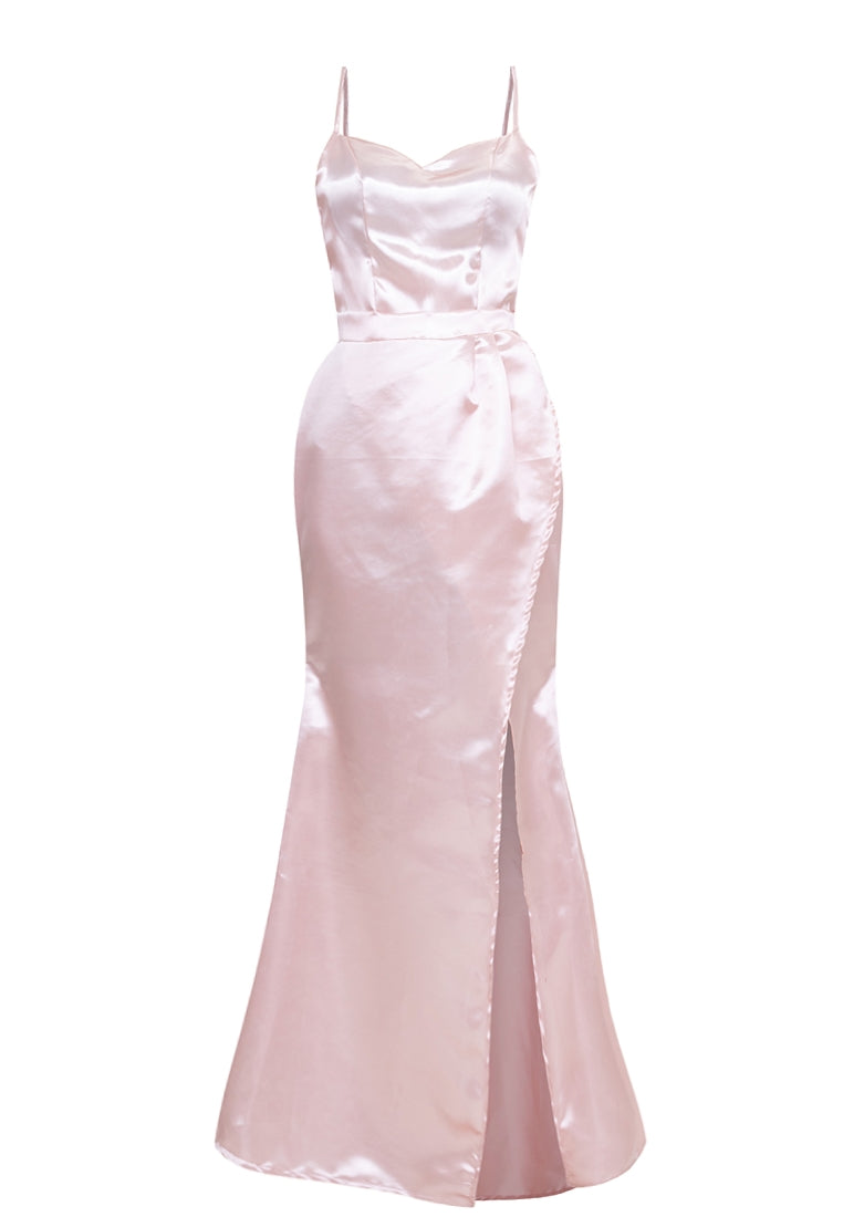 Sweetheart Wrap Maxi Dress in Dusty Pink