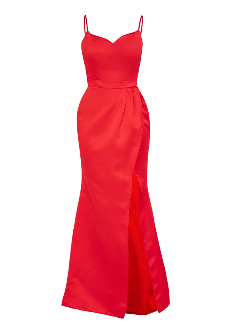 Sweetheart Wrap Maxi Dress in Red