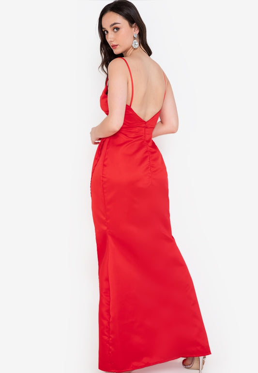 Sweetheart Wrap Maxi Dress in Red