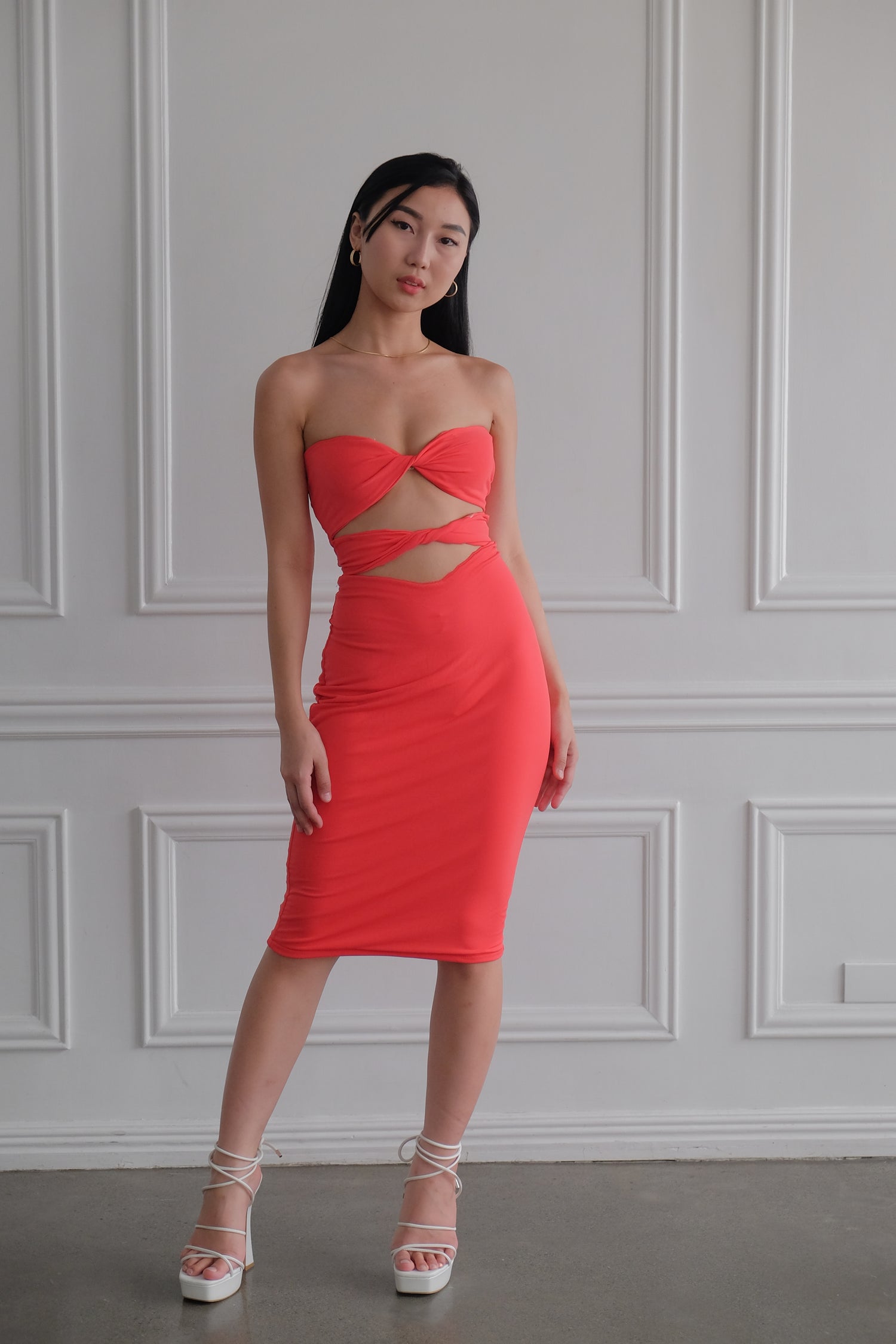 Heather Clothing Clementine Twist Cut-out Bodycon Midi Dress