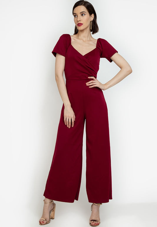Wrap Puff-Sleeved Jumpsuit