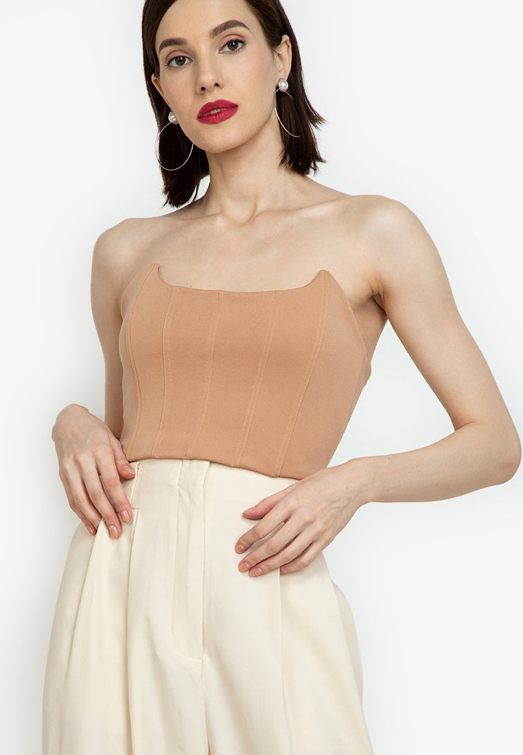 Corset Crop Top in Mocha