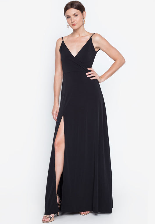 Wrapped Backless Long Dress in Black