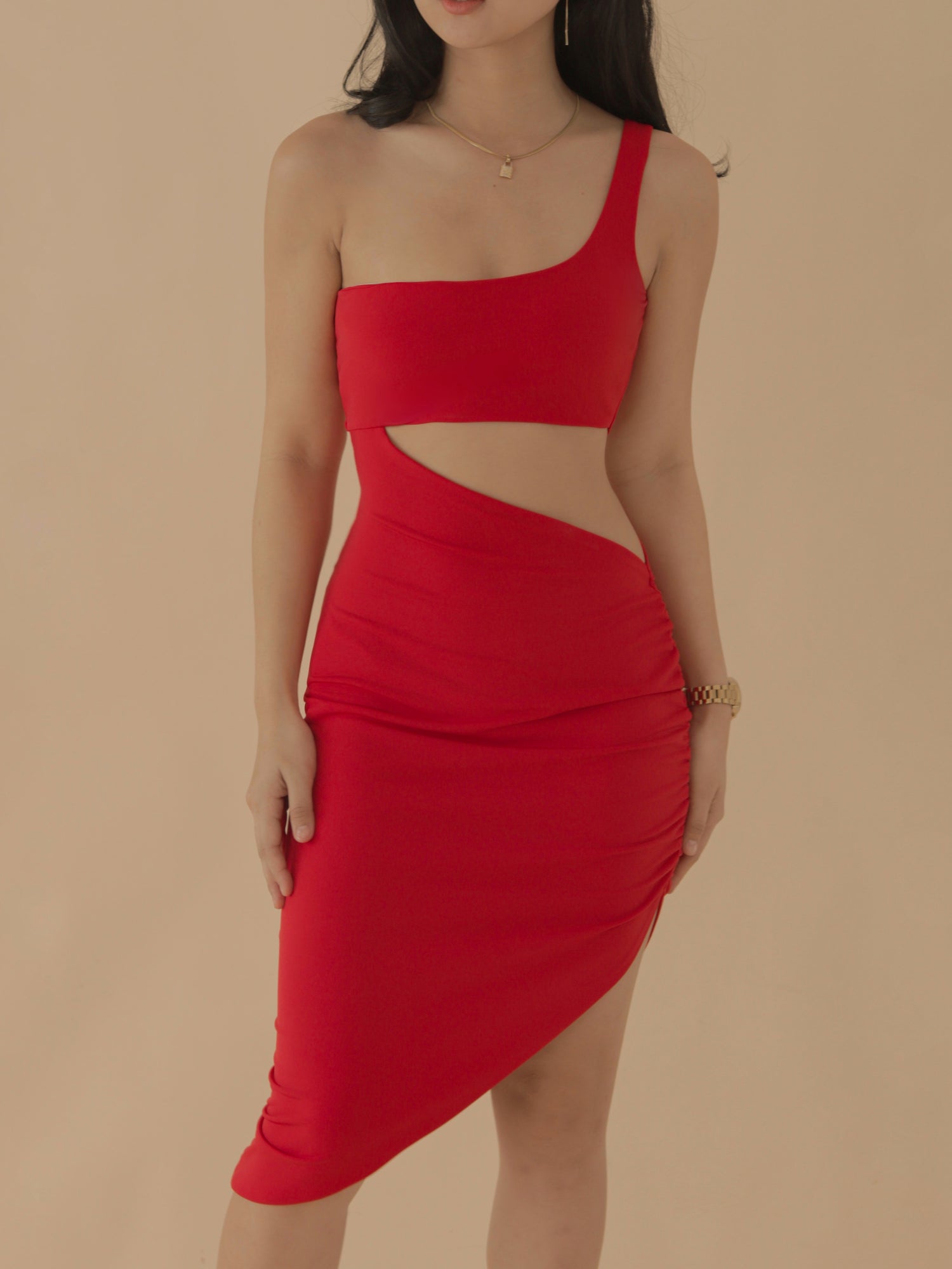 Larissa Asymmetric Cut Out Midi Dress