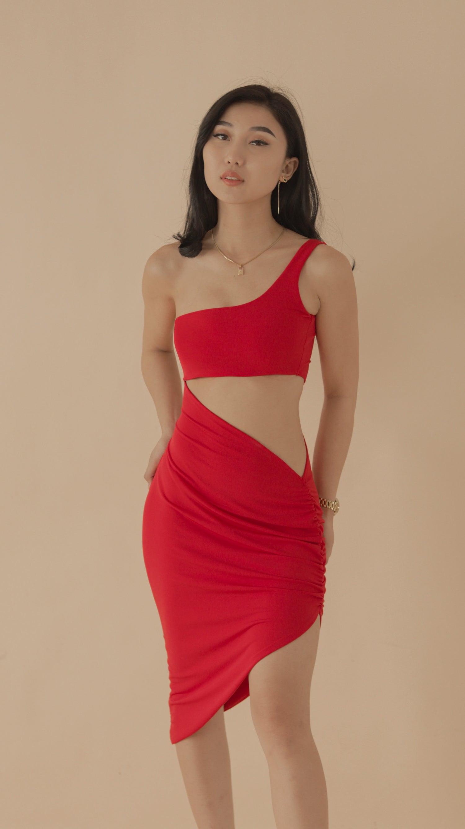 Larissa Asymmetric Cut Out Midi Dress