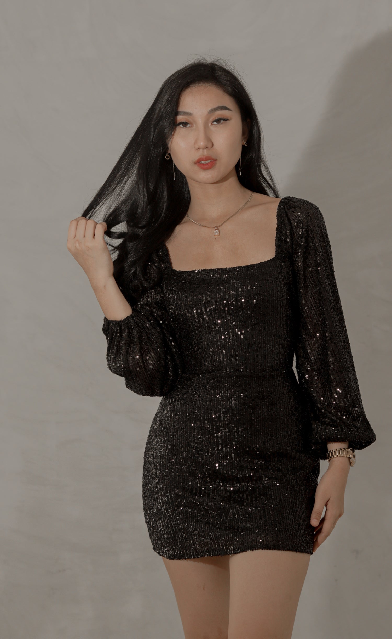 Zohar Long-sleeved Sequin Mini Dress