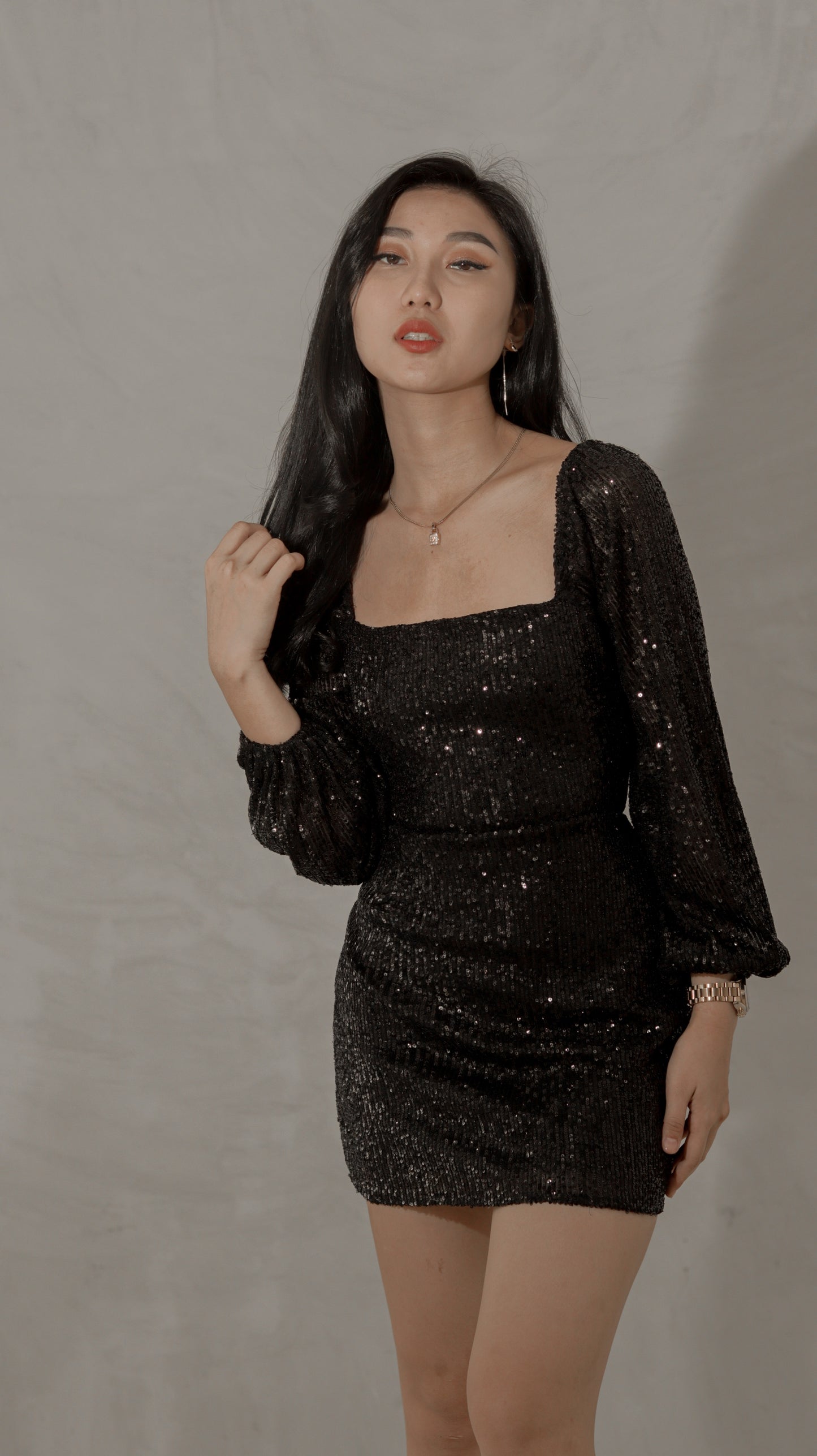 Zohar Long-sleeved Sequin Mini Dress