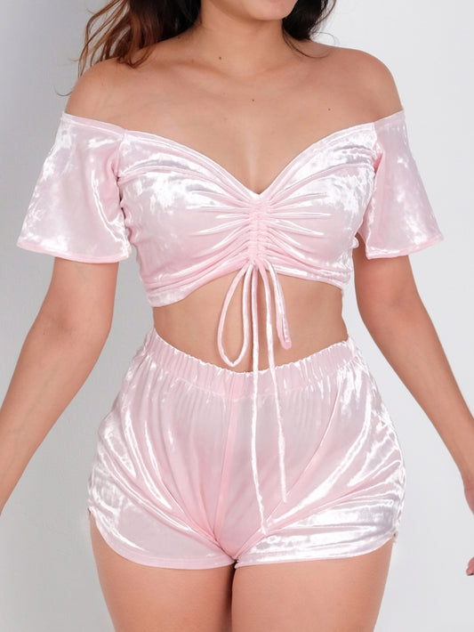 Velvet Croptop in Pink Velvet