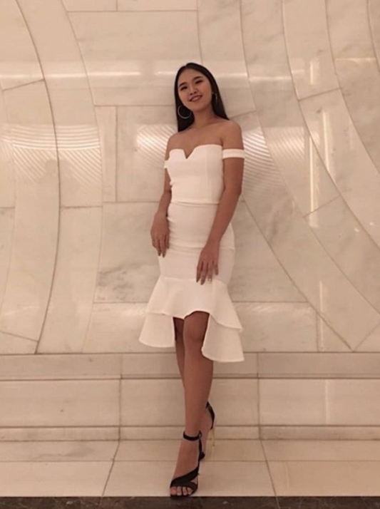 Off-the-Shoulder Frill Hem Dress