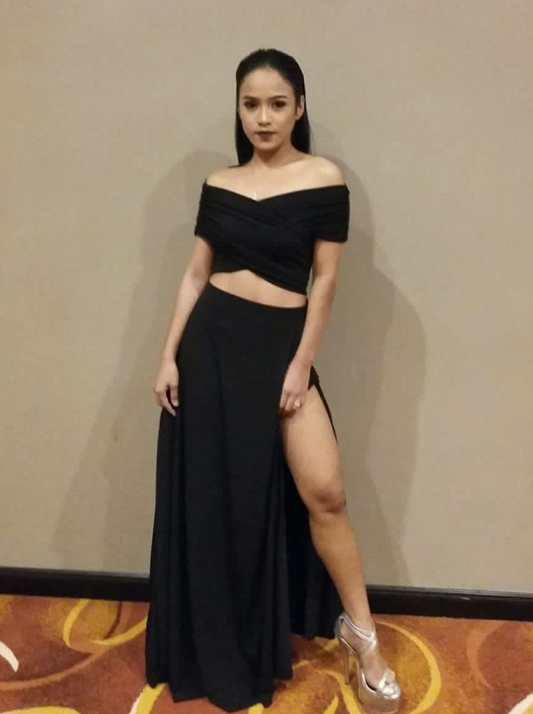 Wrap Croptop Maxi Set in Black