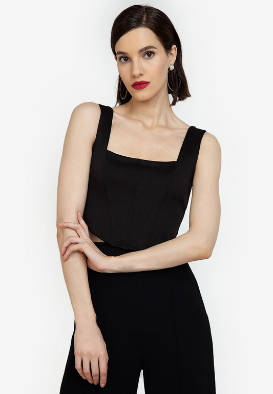 Square Neckline Corset in Black